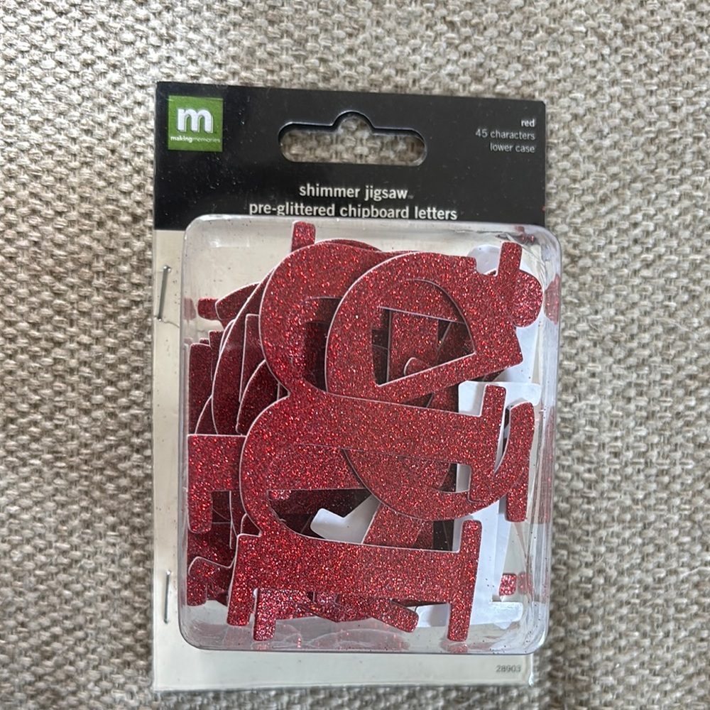 Making Memories Shimmer Jigsaw Pre-glittered Chipboard Letters (Red)